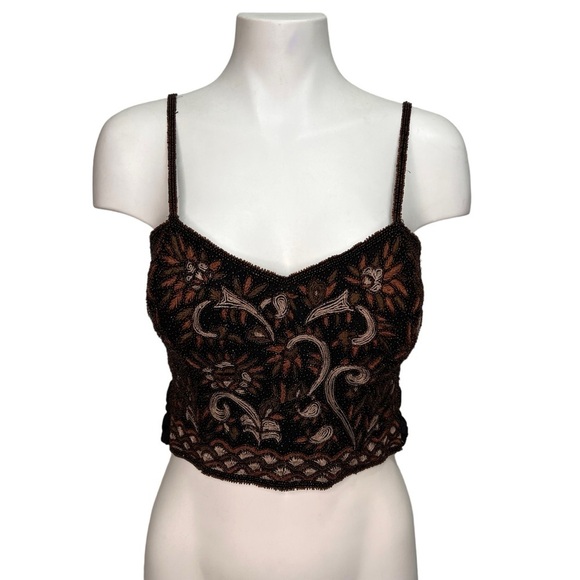 Tristan & Iseut Beaded Bohemian Crop Top Size Medium - Picture 1 of 15